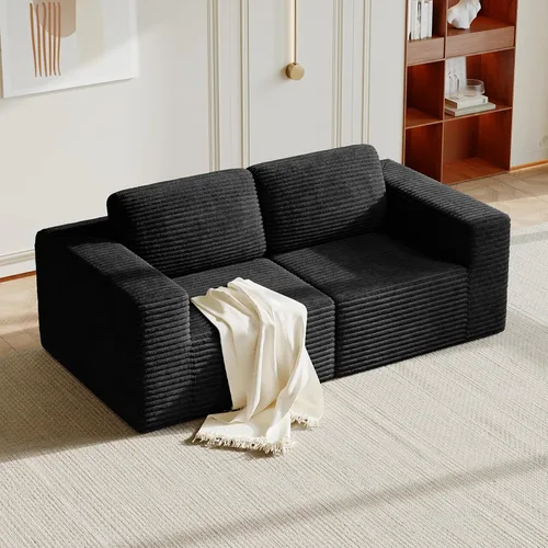 Vista 16 de Vesgantti Sofá modular en forma de U de 119 pulgadas, sofá modular de pana con asiento profundo y soporte de resortes, sofá convertible con 2 Beige