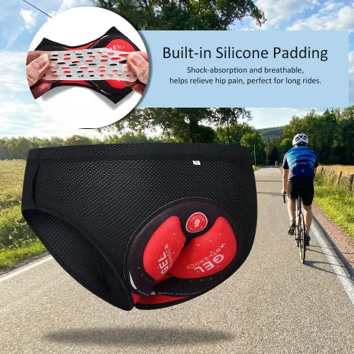 Vista 3 de ERYUE Ropa interior de bicicleta, ropa interior de bicicleta para hombre, calzoncillos acolchados para bicicleta, ropa interior de ciclismo, Negro