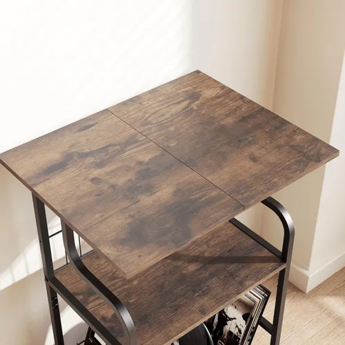 Vista 7 de Soporte para tocadiscos, mesa para tocadiscos de 3 niveles, almacenamiento de discos de vinilo con escritorio extragrande, mesa auxiliar para discos