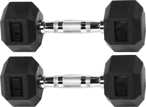 Vista 12 de Fitvids Hex Dumbbells Rubber Coated Hand Weights for Exercises and Fitness Home Gym, 5-50 LB Pair