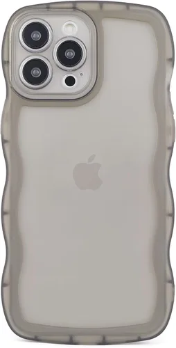 Vista 8 de SKYLMW Funda compatible con iPhone 12 Pro, diseño de ondas rizadas kawaii, borde chapado de lujo, elegante parte trasera transparente brillante, TPU