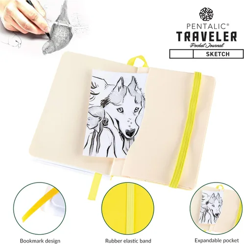 Vista 4 de Cuaderno de bocetos Travelers Dot Grid Pentalic Art, libre de ácidos