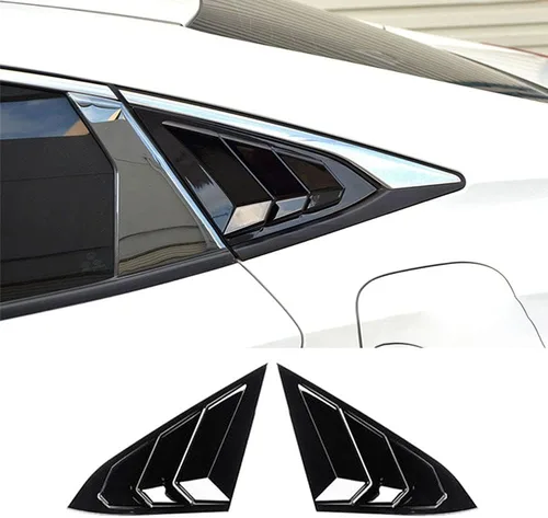 Vista 12 de Persianas laterales de ABS para ventana trasera de aire, para Honda Civic Hatchback Tipo R 2016 2017 2018 2019 2020 2021 (negro brillante)