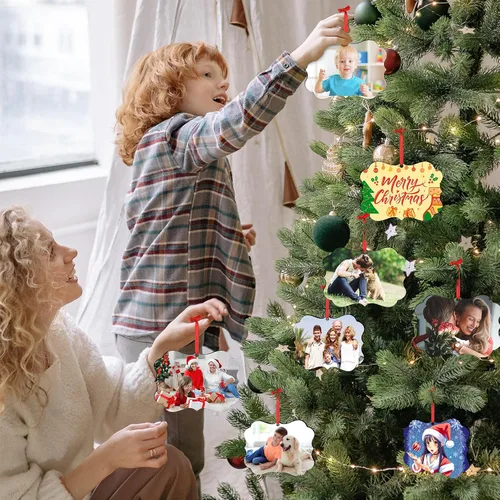 Vista 5 de Adornos de Navidad personalizados para la familia 2025, adornos de foto personalizados para decoraciones de árbol de Navidad, para baby shower