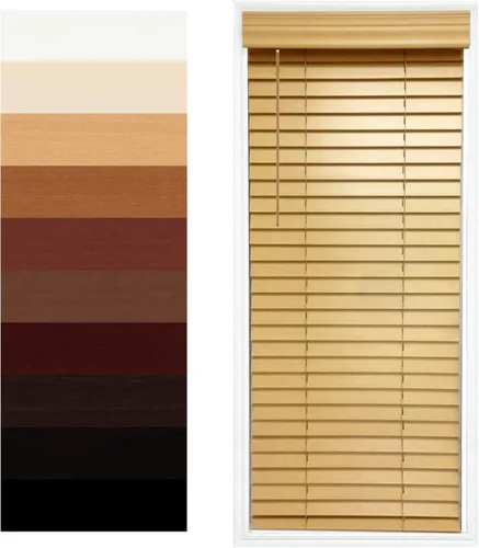 Vista 14 de TailorView Cortinas de ventana horizontales de madera personalizables sin cordón - Paletas de 2 pulgadas - Alabastro - Montaje interior o exterior.