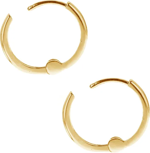 Vista 2 de Ritastephens Pendientes de aro Huggie Hoops de oro amarillo real de 14 quilates (mini o pequeño)