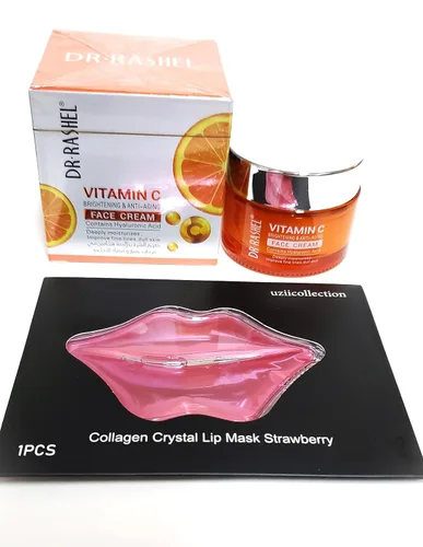 Vista 2 de Dr Rashel - Crema facial con vitamina C, ácido hialurónico, antienvejecimiento y humectante de colágeno, 1.76 onzas + 1 unidad de máscara de labios