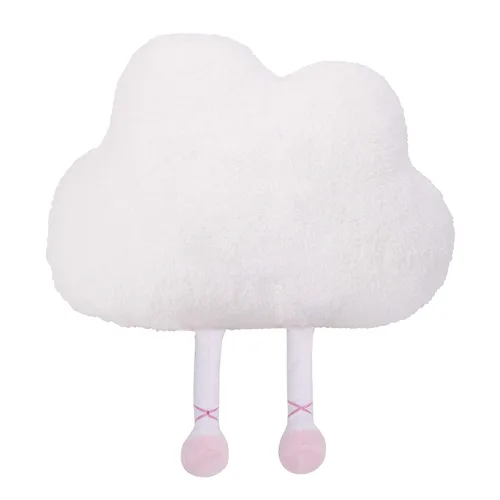 Vista 4 de Little Love by NoJo - Almohada decorativa con forma de nube blanca con cara bordada rosa y bailarina
