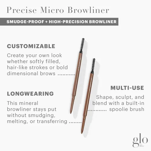 Vista 2 de Glo Skin Beauty Precise Micro Browliner Fórmula a base de cera de larga duración que se desliza sobre la piel y da forma a tus cejas, (Ash)