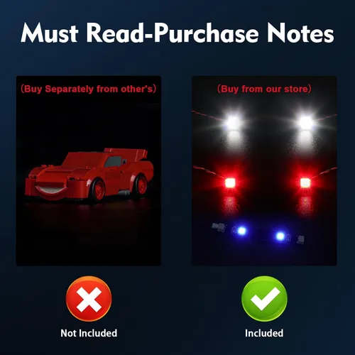 Vista 3 de BrickBling Luz LED compatible con Lego Speed ChampionsLightning McQueen 77255 - No viene con coche (77255)