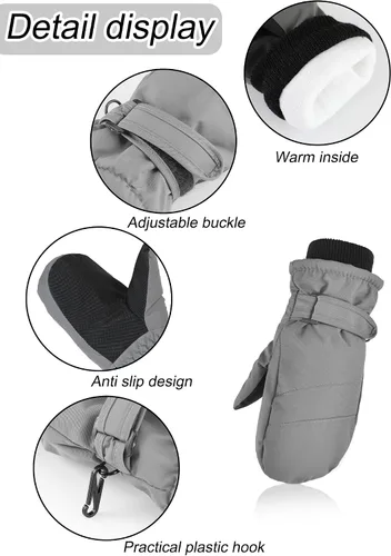 Vista 4 de 3 pares de guantes impermeables para niños, guantes de nieve para invierno, guantes de esquí cálidos para niñas y niños