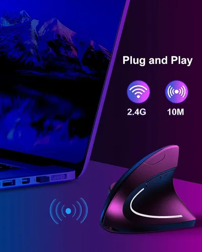 Vista 4 de ASOYIOL Ergonomic Mouse Wireless,Ergo Mouse Vertical Mouse 6 Buttons 3 Adjustable DPI 80012001600 Levels,Sideways Mouse Right Handed for PC Laptop