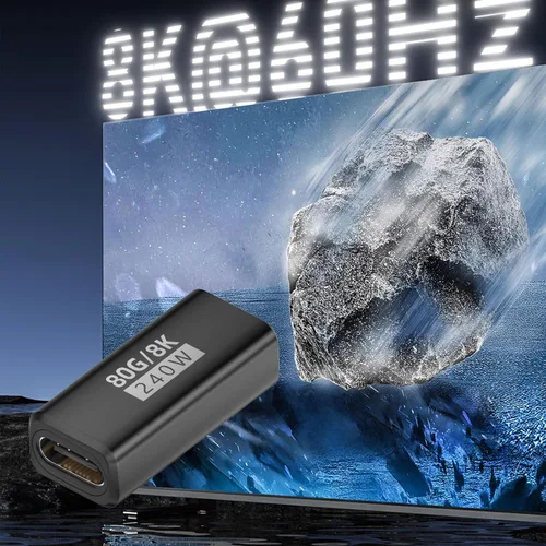 Vista 4 de Paquete de 3 acopladores USB C Thunderbolt 5,120Gbps USB C hembra a Negro