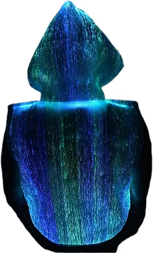 Vista 4 de Sudadera con capucha sin mangas de fibra óptica iluminado, disfraz para brillar en la oscuridad
