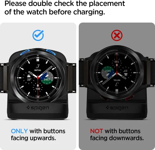 Vista 2 de Spigen S352 Diseñado para Galaxy Watch FE, 4, 4 Classic, 3, Active Stand - Negro