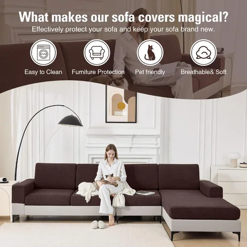 Vista 6 de Fundas de Cojines para Sofá Fundas para Sofás Seccionales Elásticas Lavables Suaves Fundas de Cojines de Asiento Protector de Muebles Fundas