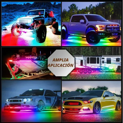 Vista 9 de Nilight 4 Piezas Tiras de Luces de Acento de Neón Underglow de Aluminio 396 LEDs Color de Ensueño Asistencia de Puerta Función Activa de Sonido