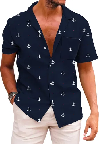 Vista 234 de KYKU - Camisa hawaiana funky para hombre, ropa tropical para vacaciones en Palm Beach