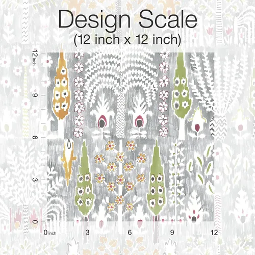 Vista 5 de RoomMates RMK12370PL - Papel pintado persa Ikat para despegar y pegar, gris, verde, amarillo, blanco