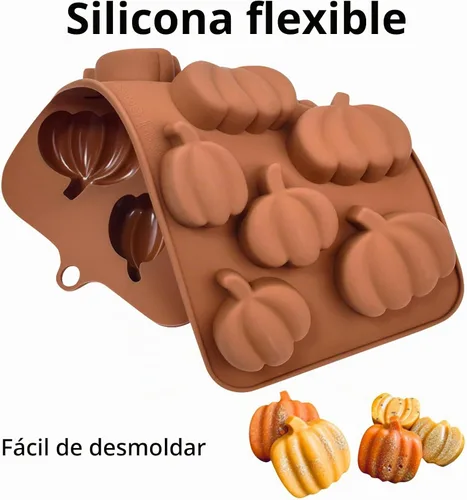 Vista 4 de Moldes de chocolate de otoño, 4 piezas de silicona de calabaza, moldes de fondant en forma de hoja de arce para Acción de Gracias, Halloween