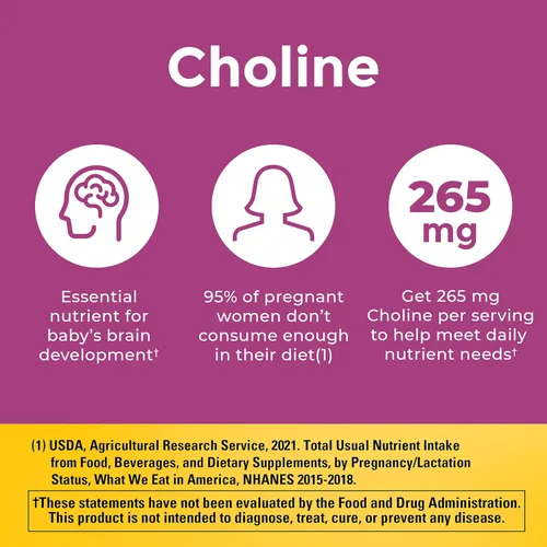 Vista 4 de Nature Made Cápsulas blandas prenatales de vitaminas + cápsulas de colina, ácido fólico + DHA + colina, 60 vitaminas prenatales para mujeres, 60
