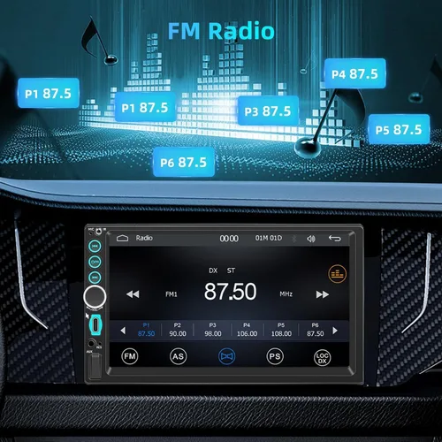 Vista 5 de 7 "con cable doble DIN coche estéreo Carplay Radio pantalla para receptores de audio de coche, Bluetooth Car Play Android Auto Touchscreen, FM