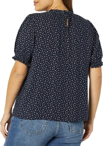 Vista 4 de Tienda Essentials Camisa de sarga fluida para mujer con detalle de bata de manga corta