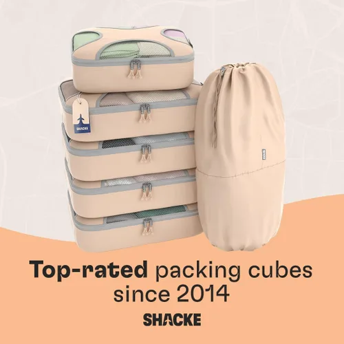Vista 9 de Shacke Juego de 6 cubos de equipaje para viajes ligeros organizadores de equipaje