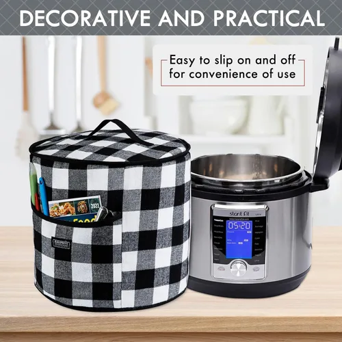 Vista 6 de BAGSPRITE Cubierta antipolvo compatible con Instant Pot 6 cuartos de galón, cubierta aislada para olla a presión con bolsillos para accesorios