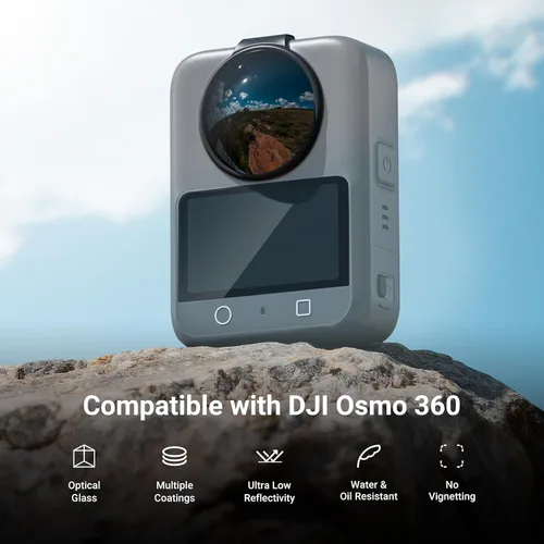 Vista 2 de NEEWER Juego de filtros ND compatibles solo con DJI Osmo 360, ND8 (3 topes) a presión de vidrio óptico multicapa de densidad neutra, filtro de lente