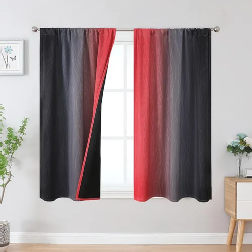 Vista 62 de Estelar Textiler Cortinas oscurecedoras beige y blanco grisáceo de 45 pulgadas de largo, cortinas graduadas con bloqueo de luz para baño, cortinas
