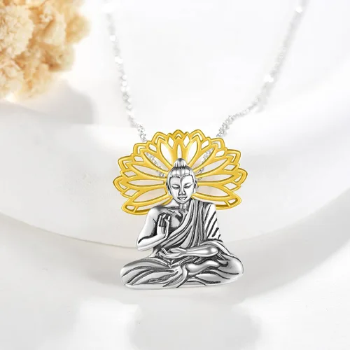Vista 4 de YAFEINI Collar de plata de ley de Santa Muerte, Diosa, Virgen María, San Cristóbal, San Miguel, San Judas, joyería unisex para mujeres y hombres