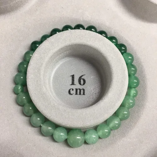 Vista 6 de Pulsera de piedra de gradación de jade indio de cuarzo aventurina verde para mujer brazalete elástico Kyoto meditación yoga pulsera regalos para ella