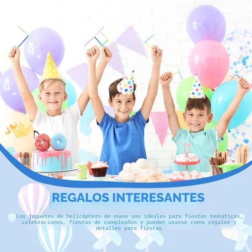 Vista 7 de 50 juegos de juguetes de helicópteros voladores, 50 hélices + 50 varillas, helicóptero de mano, juguetes de fiesta al aire libre para niños de 4 a 8