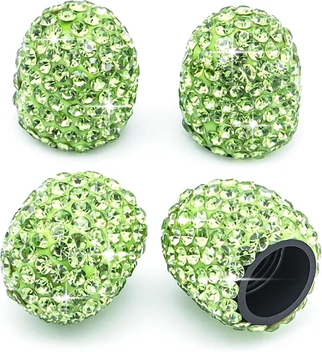 Vista 39 de 4 tapas de válvula de vástago de neumático de diamantes de cristal brillante, a prueba de polvo, tapas universales para válvulas de neumáticos