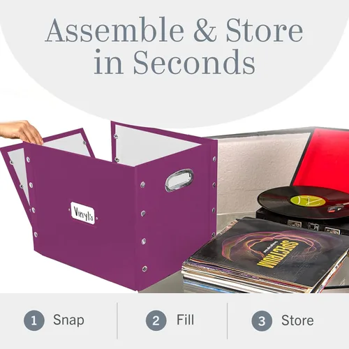 Vista 7 de Snap-N-Store Caja de almacenamiento de discos de vinilo - 12" - 1 paquete - Caja que contiene hasta 75 álbumes de vinilo - Púrpura