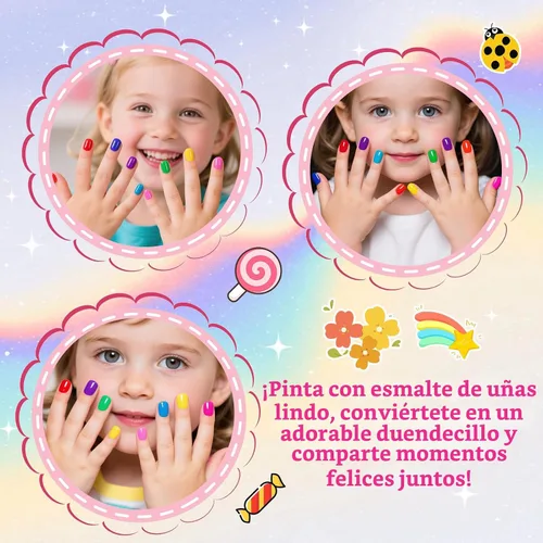 Vista 3 de Juego de Esmalte de Uñas de Secado Rápido para Niños, Esmalte de Uñas No Tóxico para Niños Pequeños, Esmalte para Uñas de las Manos Despegable a