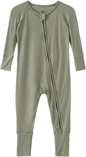Vista 29 de Pijama de viscosa de bambú sin pies para niños y niñas, pijamas con cremallera para dormir y jugar, mameluco - 0-24 meses