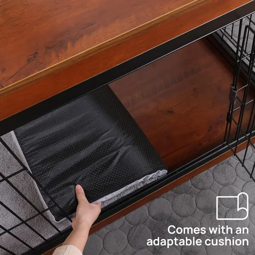 Vista 7 de Jaula de perro de 37.8 x 23.6 x 27.1 pulgadas, estilo de muebles para mascotas pequeñas y medianas, jaula de madera para perros, resistente