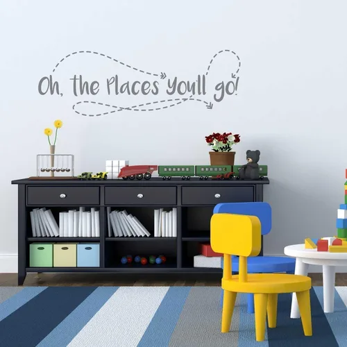 Vista 4 de Oh the Places You'll Go Decal - Kiss Cut Dr. Suess Wall Quote Decal By Chromantics