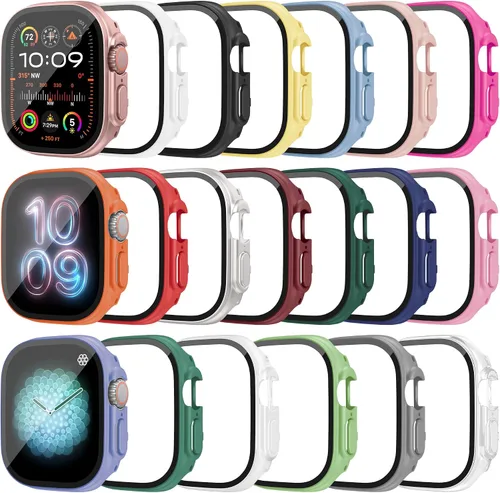Vista 7 de Paquete de 20 fundas para Apple Watch Series SE 3/SE 2/SE/6/5/4 de 1.575 pulgadas con protector de pantalla de vidrio templado, a prueba de golpes