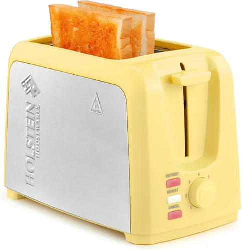 Vista 10 de Holstein Housewares Tostadora de 2 rebanadas con 7 ajustes de tostado, ranuras extra anchas, recalentamiento, descongelación, cancelación