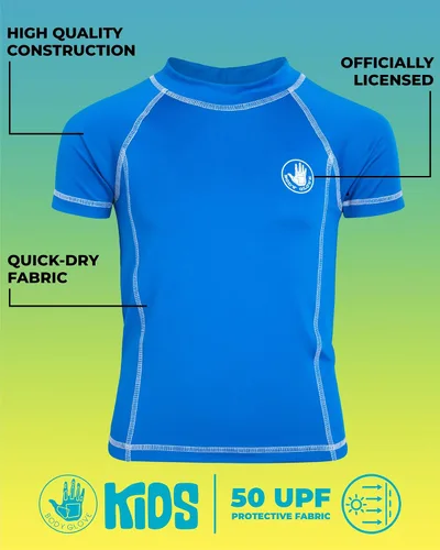 Vista 2 de Body Glove Camiseta de natación de manga corta con protección solar y arena para niños, paquete de 2 unidades UPF 50+ (2T-14)