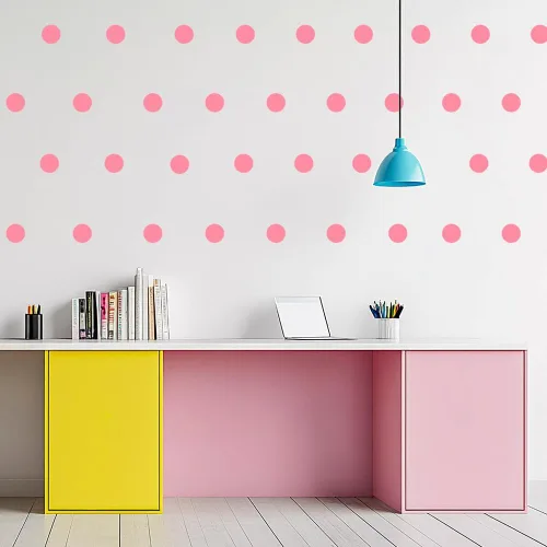 Vista 7 de Calcomanías de pared multicolor y mate, puntos de vinilo de 2 pulgadas, paquete de 100 calcomanías de pared para despegar y pegar (azul bebé)