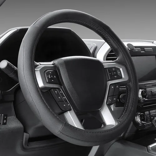 Vista 25 de SEG Direct Funda para volante de automóvil, tamaño mediano estándar de 14 1/2-15 pulgadas, embalaje no plegable, resistente, antideslizante, cuero