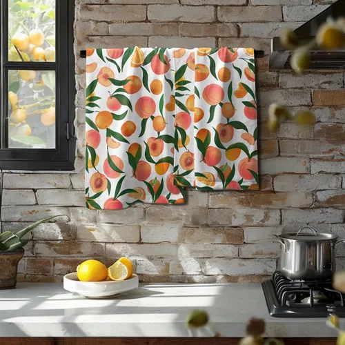Vista 8 de Giwawa Juego de 2 toallas de mano de color naranja melocotón, toalla de cara con diseño de frutas, bonito diseño brillante y colorido, toalla facial