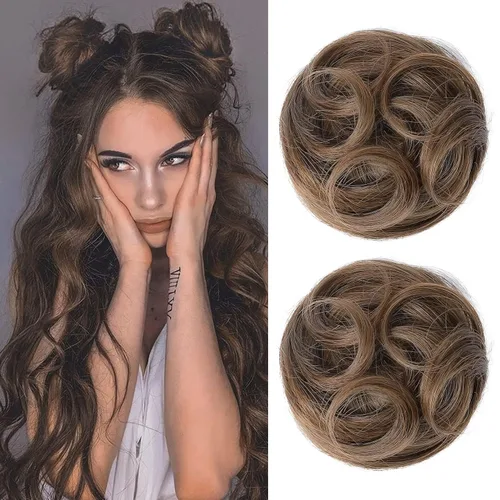 Vista 39 de REECHO Space Bun Hair Pieces, 2 piezas de mini clips de garra en moños desordenados y orejas de gato, extensiones de moño de cabello falso HB001