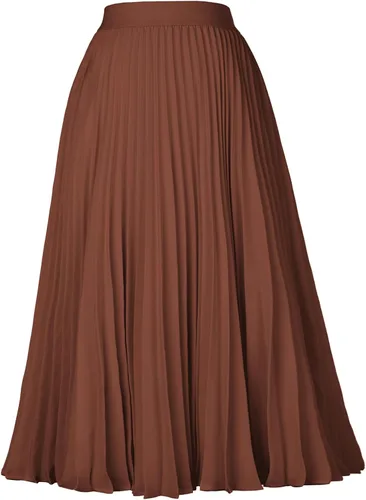 Vista 167 de GRACE KARIN - Falda plisada de gasa para mujer, con cintura alta y elástica, vuelo, corte acampanado y longitud por debajo de la rodilla