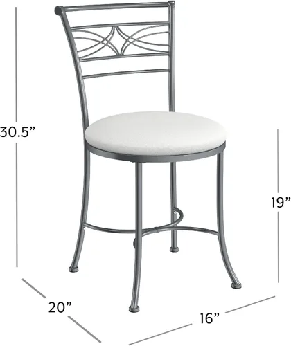 Vista 3 de Hillsdale Furniture Dutton - Taburete de tocador, cromado