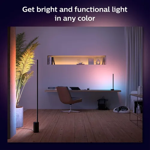 Vista 5 de Philips Hue (1) puente con (1) lámpara de mesa Signe – Luz inteligente que cambia de color blanco y color – Control con aplicación – Compatible